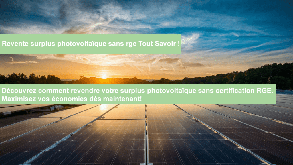 Revente Surplus Photovoltaïque Sans RGE